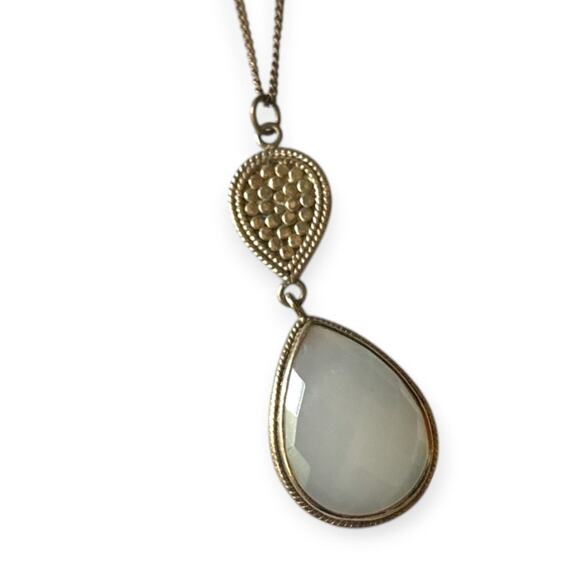 ANNA BECK 925 natural stone pendant necklace on artisan chain - Picture 1 of 9